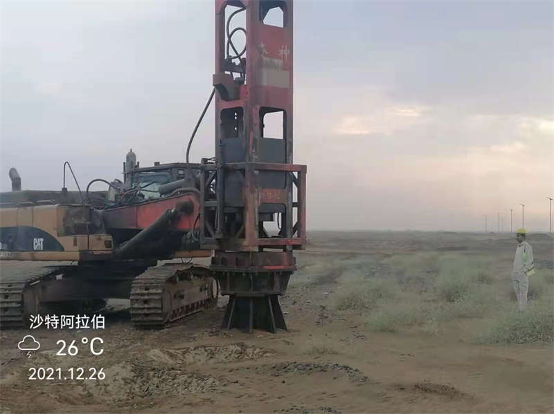 Rapid impact compactor at the construction site of Jazan Airport in Saudi Arabia