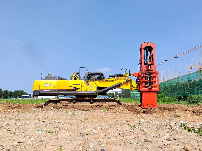 Rapid impact compactor installed on Excavator